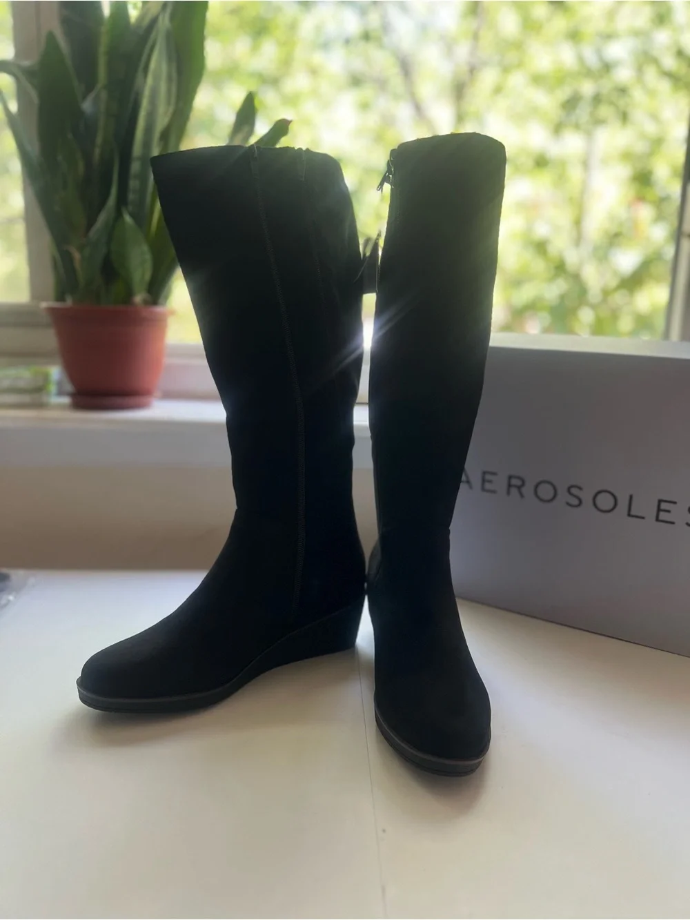 Aerosoles Binocular Women's Wedge Faux Suede Knee-High Boots